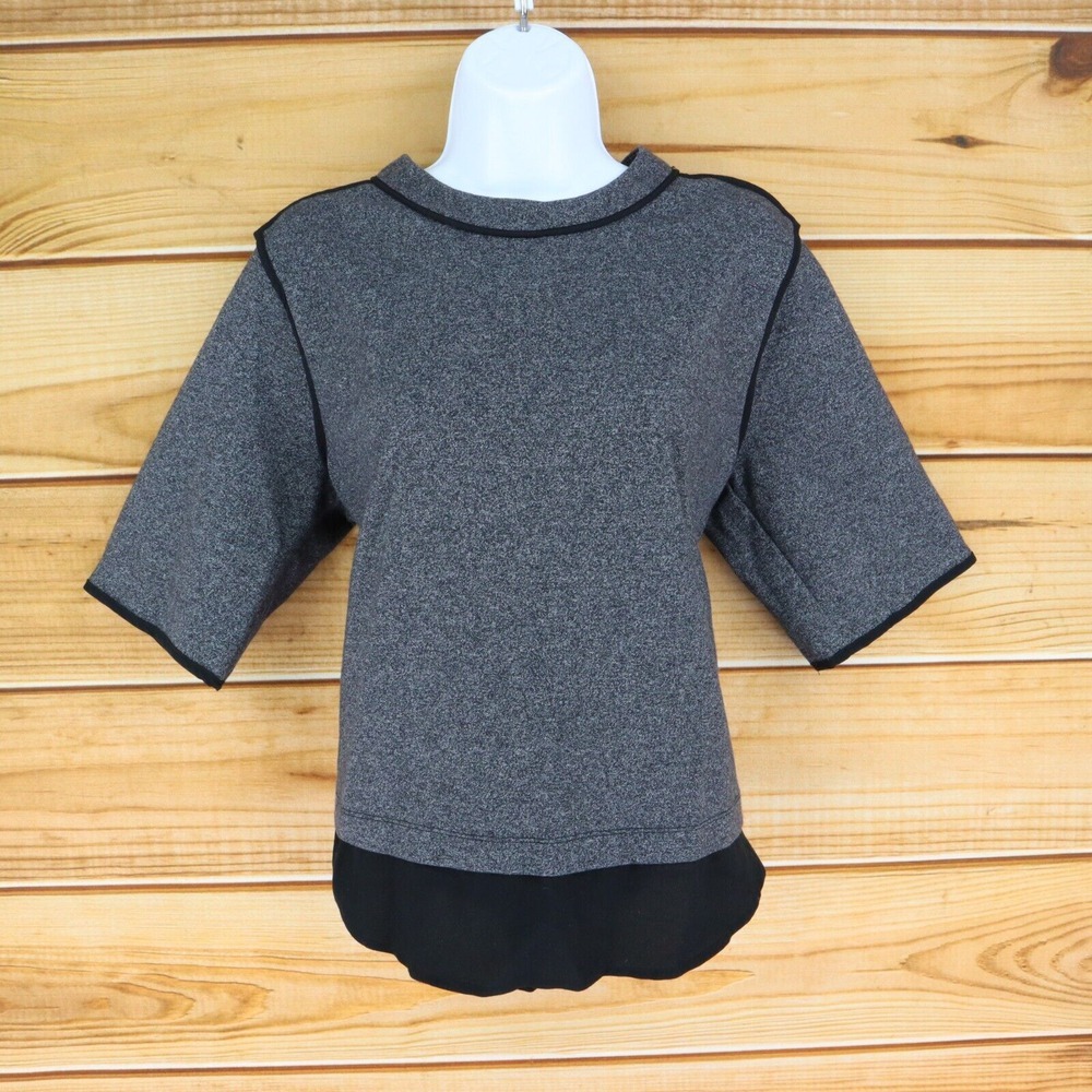Calvin Klein Peplum Top Womens Size M Gray‎ Heathered Polyester Blend Zipper